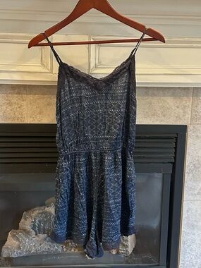 Abercrombie & Fitch Navy Patterned Spaghetti-Strap Mini Dress